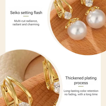 Pearl Earrings Copper Alloy Red Diamond Earrings Fashionable Temperament Earring Crystal Jewelry for Wemon Wedding Gift Party