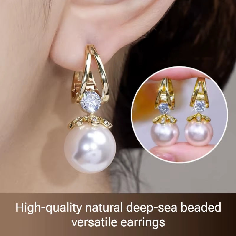 Pearl Earrings Copper Alloy Red Diamond Earrings Fashionable Temperament Earring Crystal Jewelry for Wemon Wedding Gift Party