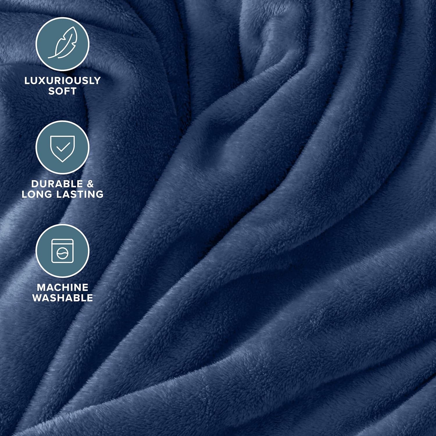 Microplush Fleece Blanket - King Blanket - Dark Blue - Lightweight Soft Blanket for Bed, Sofa, Couch, Camping, and Travel - Ultra Soft Warm Blanket (King, Dark Blue)