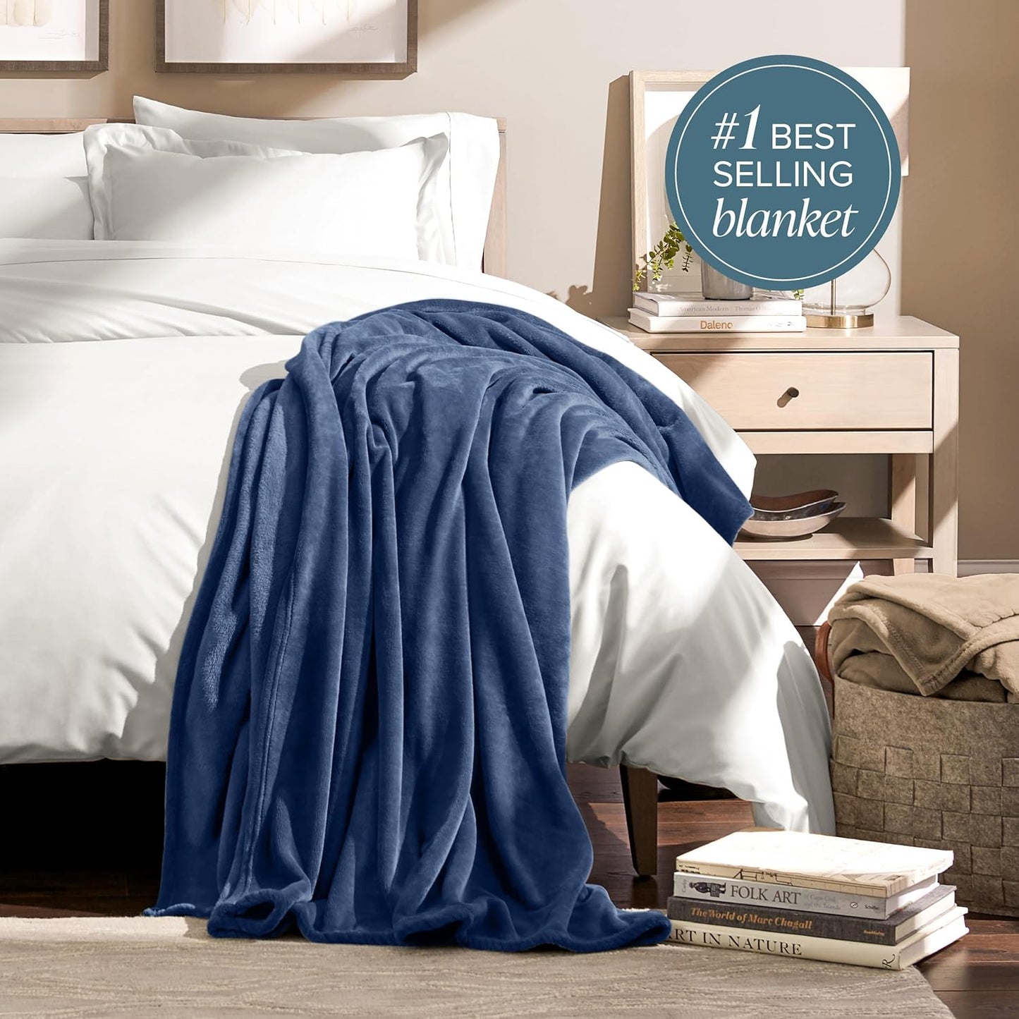 Microplush Fleece Blanket - King Blanket - Dark Blue - Lightweight Soft Blanket for Bed, Sofa, Couch, Camping, and Travel - Ultra Soft Warm Blanket (King, Dark Blue)