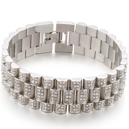 IceLink™ 18MM Gold Strap Chain Bracelet – Street Style Meets Statement Shine
